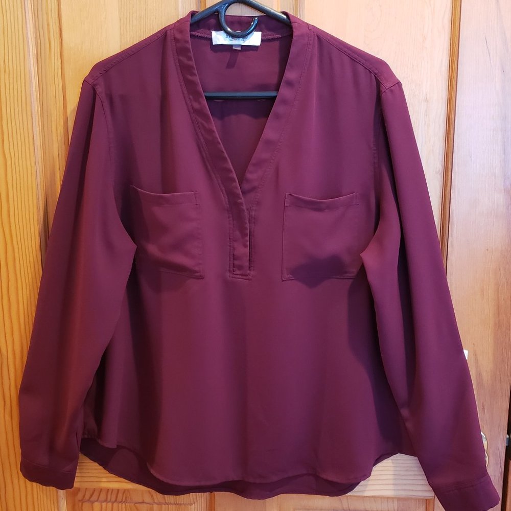 Jones Studio Separates Women's Chiffon Long Sleeve Blouse/Tunic, Size: XL